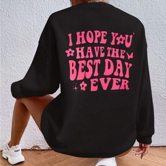 Best day ever graphic drop shoulder oversized  sweatshirt large - Picture 2 of 4